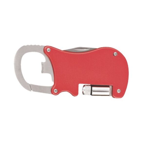 BOTTLE OPENER CARABINER WITH FLASHLIGHT & KNIFE Thumbnail