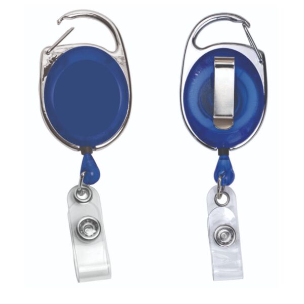 "OBERLIN" RETRACTABLE CARABINER STYLE BADGE REEL & BADGE HOLDER Thumbnail