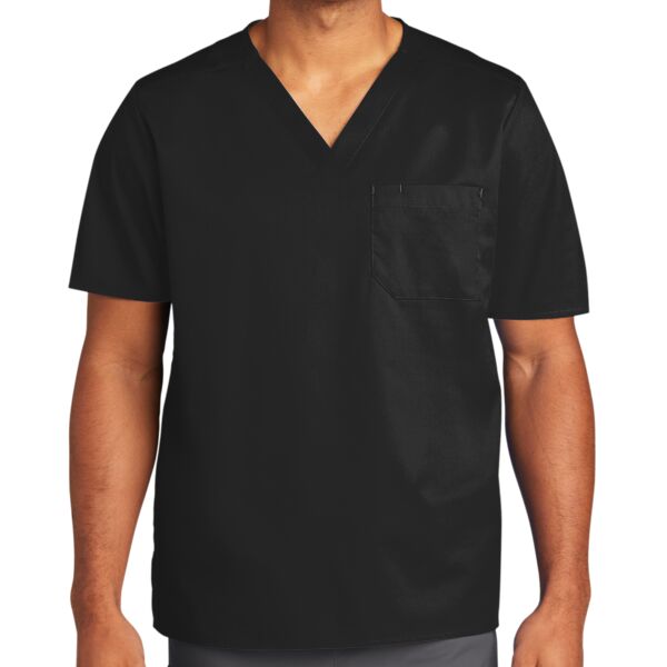 Unisex WorkFlex  Chest Pocket V Neck Top Thumbnail