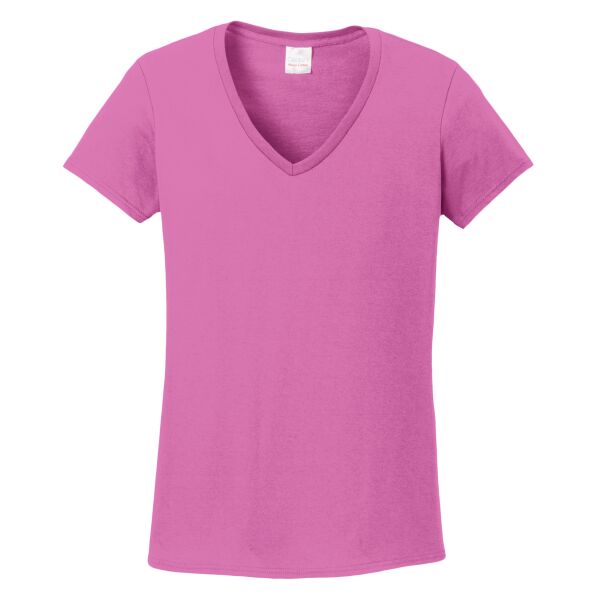 Ladies Heavy Cotton  100% Cotton V Neck T Shirt Thumbnail