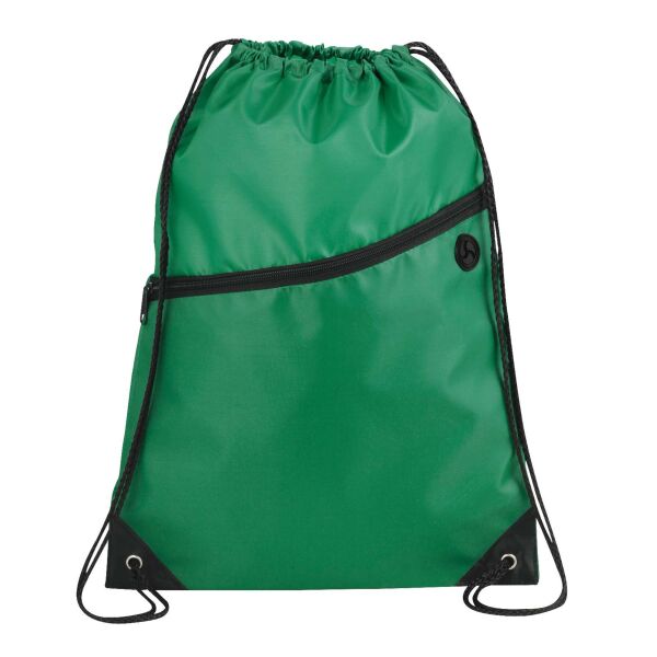 Robin Drawstring Polyester Bag with Front Zipper Pocket Thumbnail