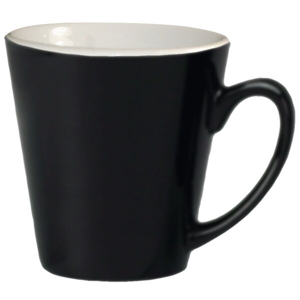 12 Oz. Black/White Cafe Latte Mug - Dishwasher Safe Thumbnail