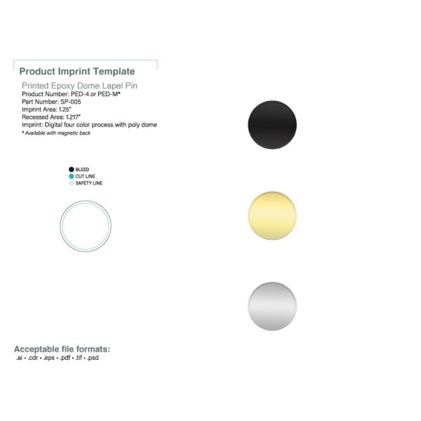 Pins Speed Printed Dome 1.25in Circle Pin - 6 Day Production  Thumbnail